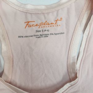 Faceplant Dreams Bamboo Sleeveless Lounge Pajama Shirt Top, Pink, S